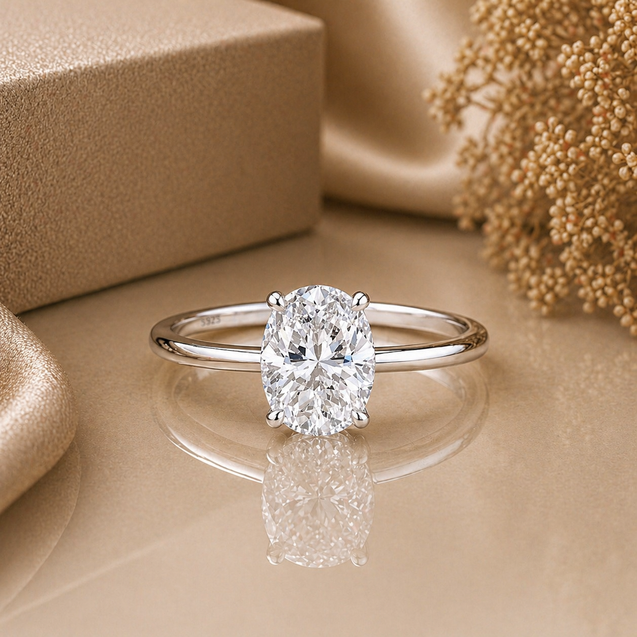 3 Carat Oval Cut Solitaire Moissanite Ring