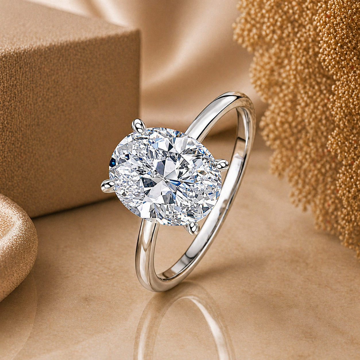 3 Carat Oval Cut Solitaire Moissanite Ring