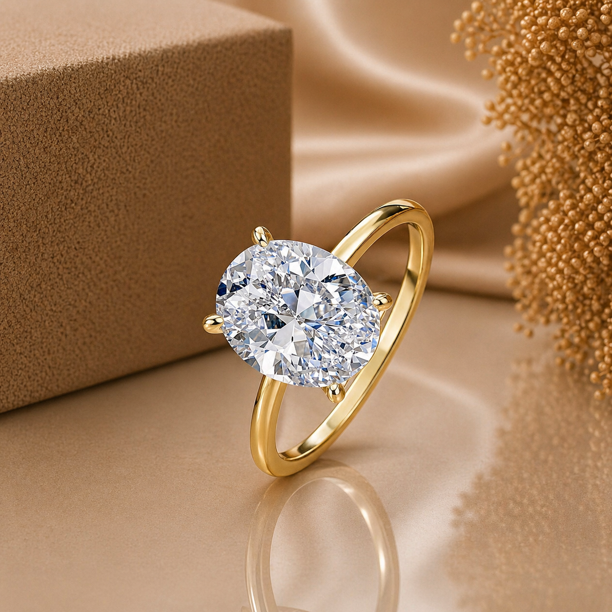 3 Carat Oval Cut Solitaire Moissanite Ring