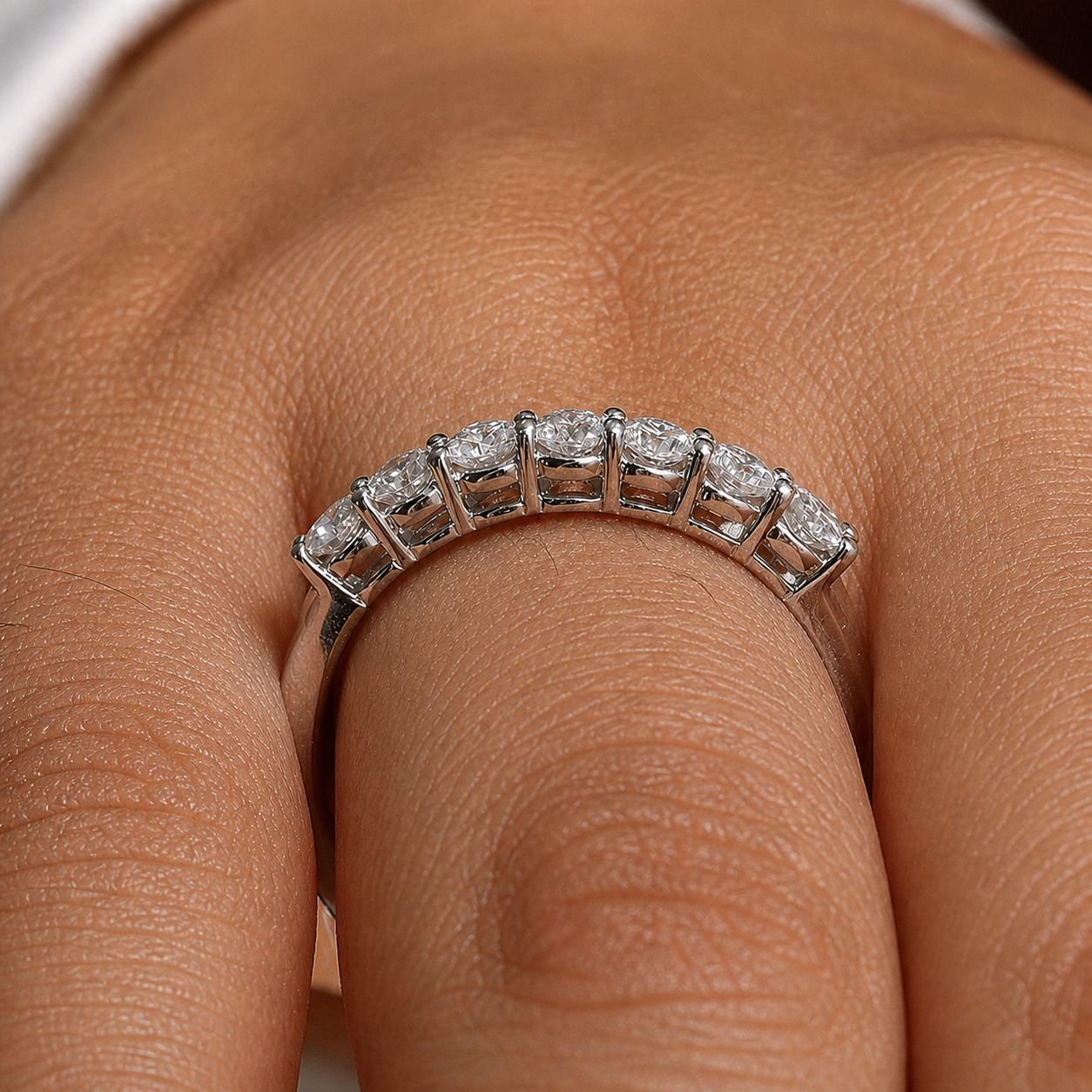 Seven Stone Round Cut Moissanite Ring