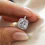 2 Carat Cushion Cut Halo Moissanite Ring