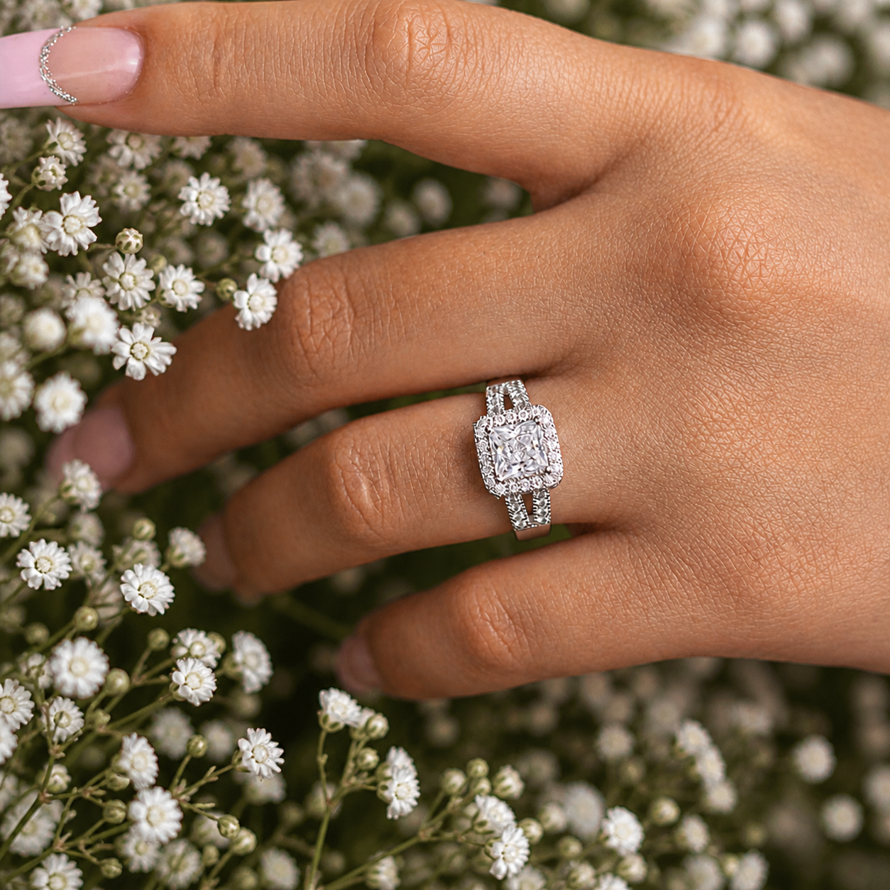 2 Carat Split Shank Princess Cut Moissanite Ring