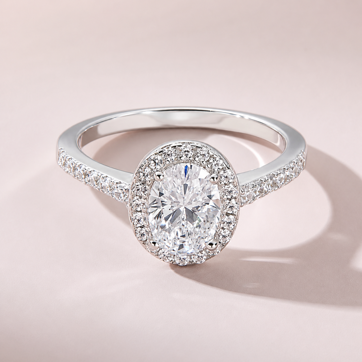 1.5 Carat Oval Cut Halo Moissanite Ring