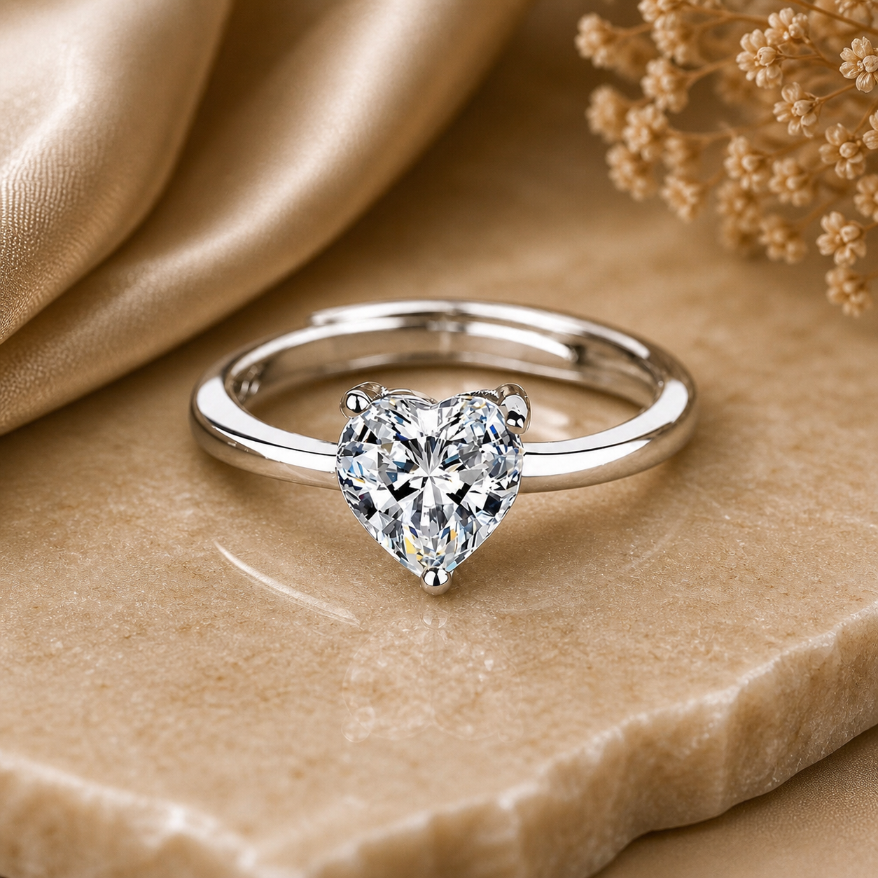 1 Carat Heart Cut Solitaire Moissanite Ring