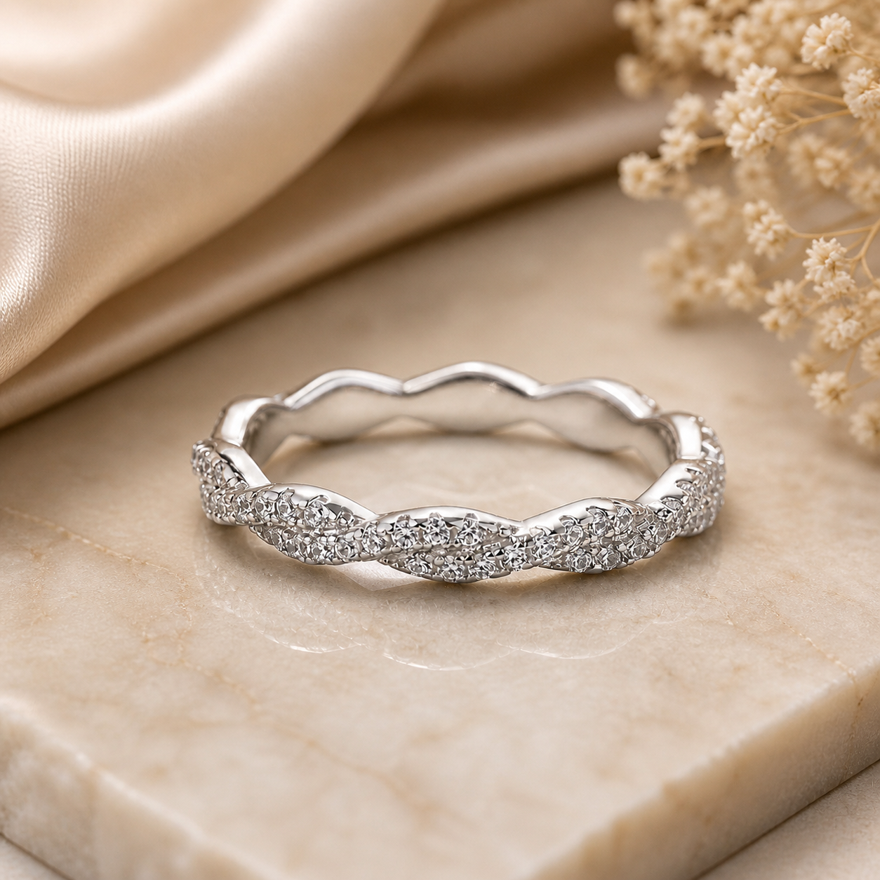 Woven Intertwined Moissanite Eternity Band