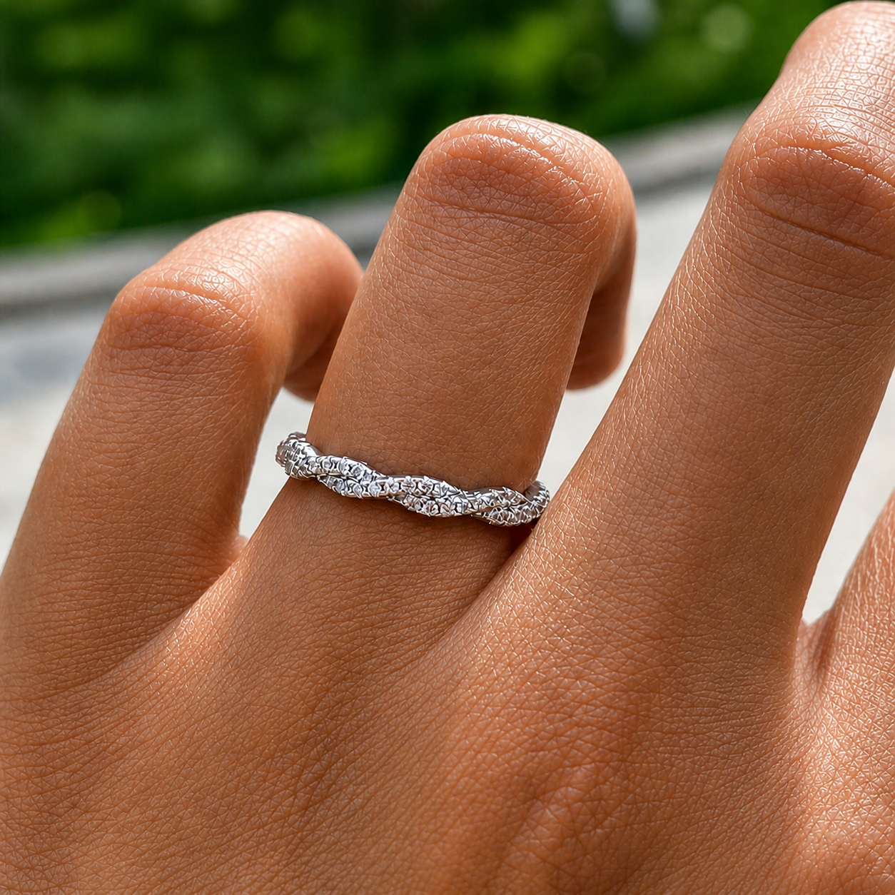 Woven Intertwined Moissanite Eternity Band