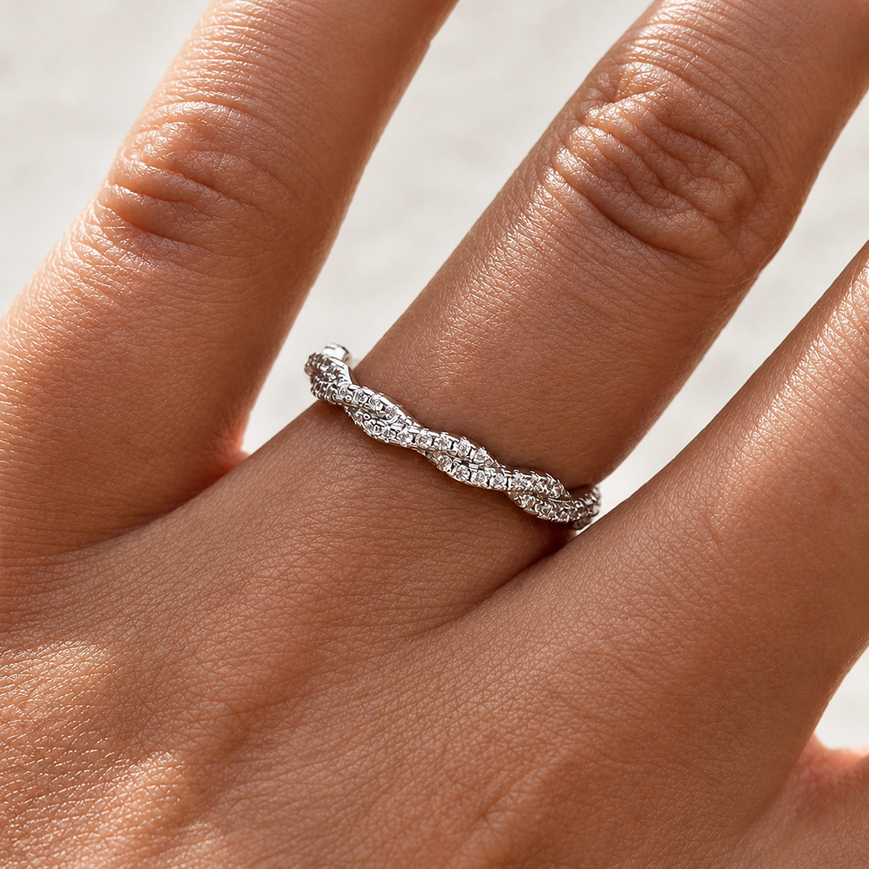 Woven Intertwined Moissanite Eternity Band