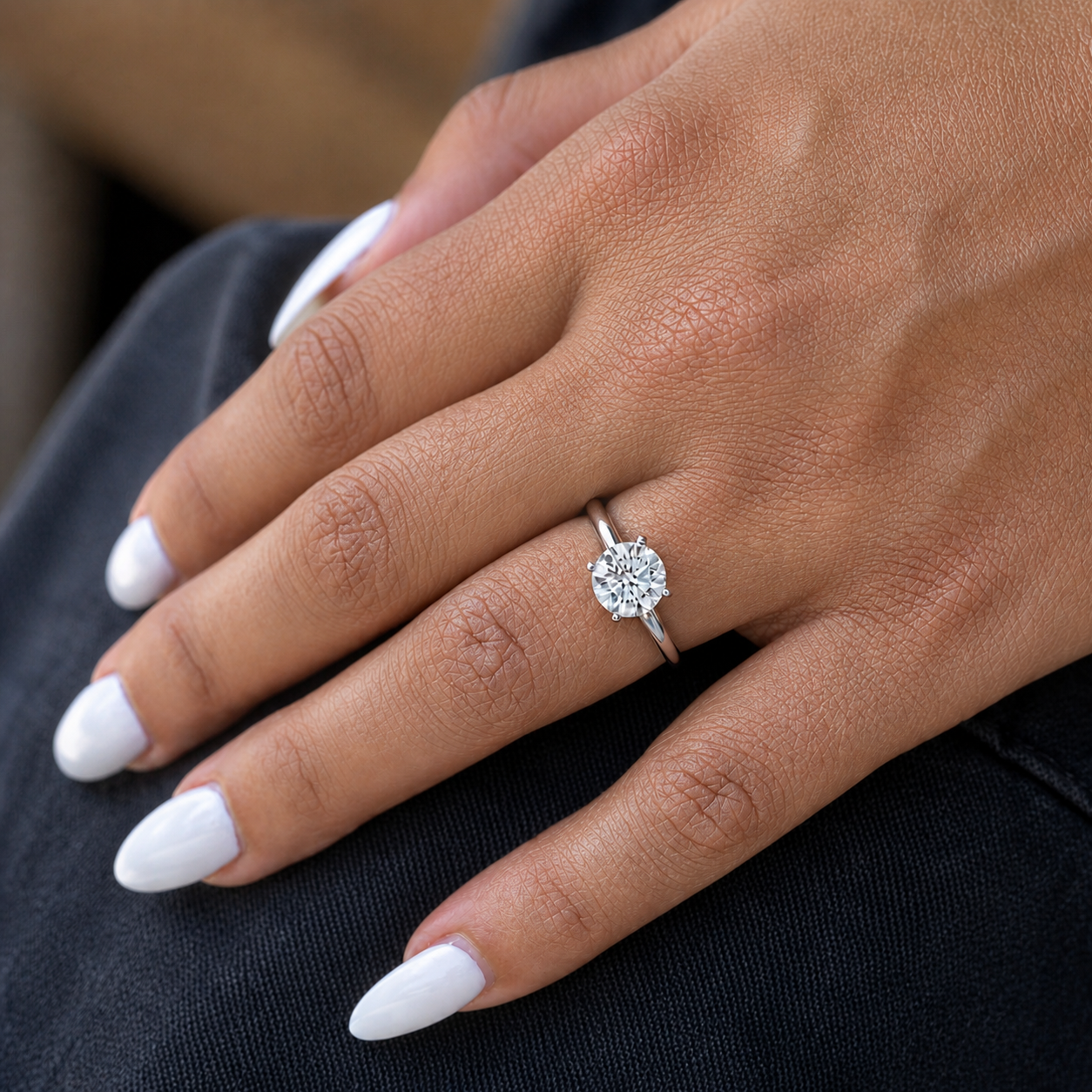 2 Carat Round Cut Moissanite Solitaire Ring