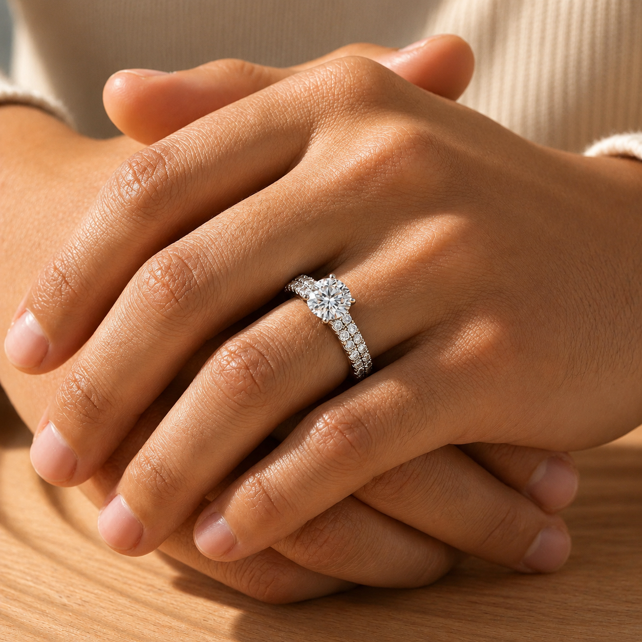 Round Cut Solitaire Moissanite Ring Set