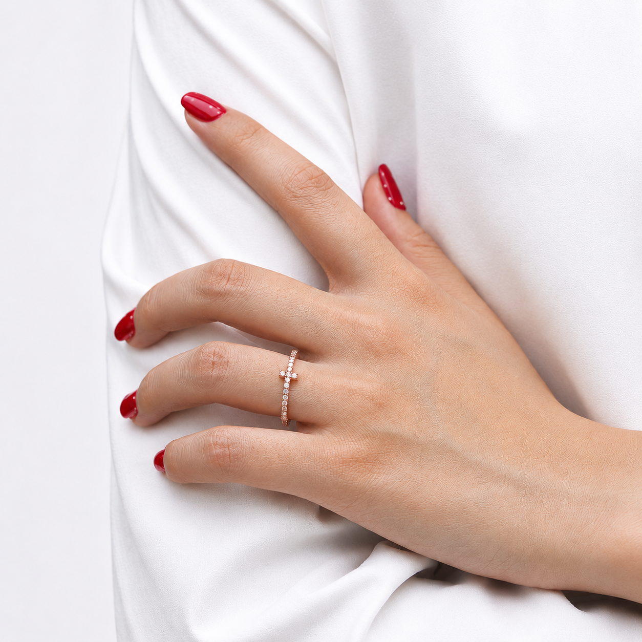 T-Shaped Eternity Moissanite Band