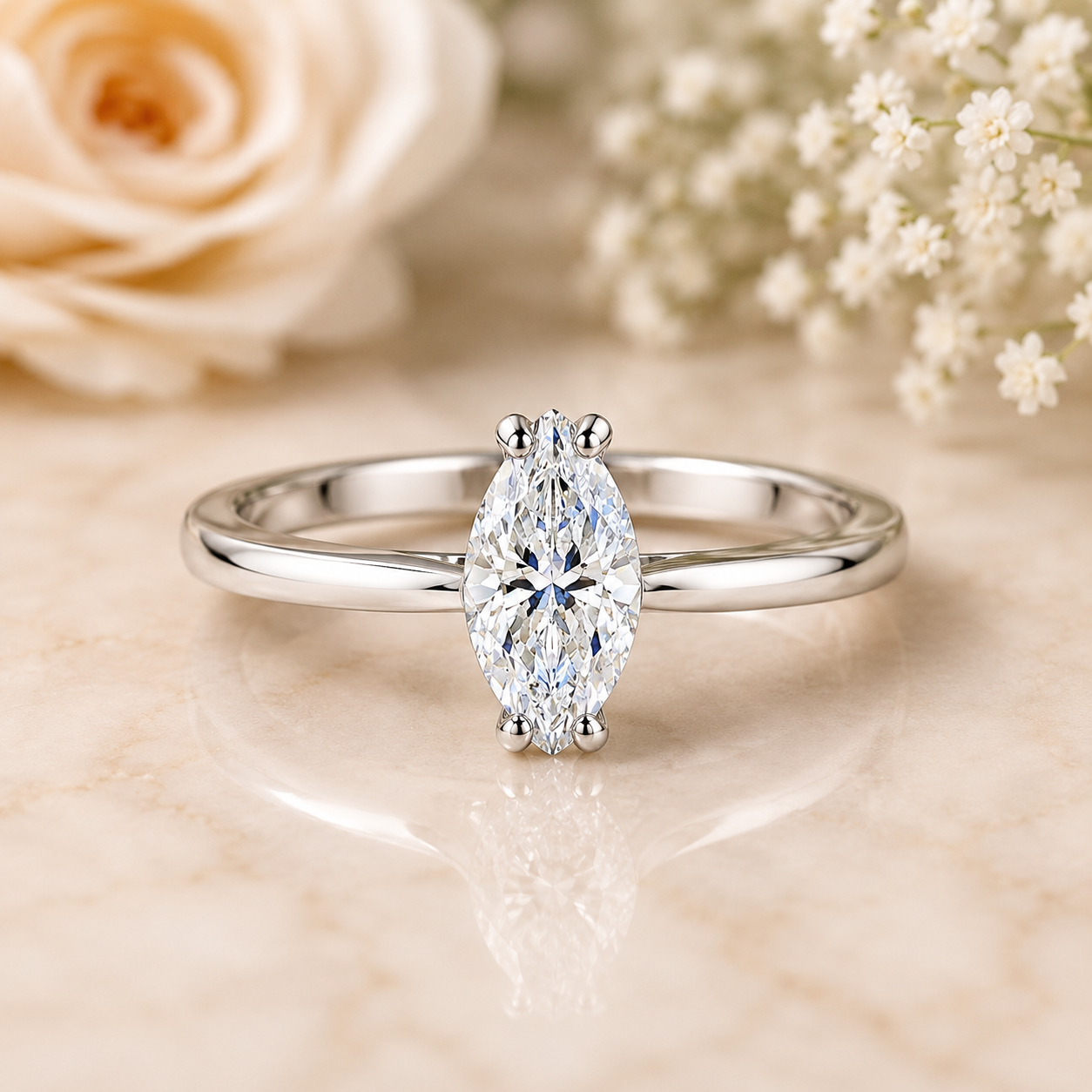 1 Carat Marquise Cut Solitaire Ring