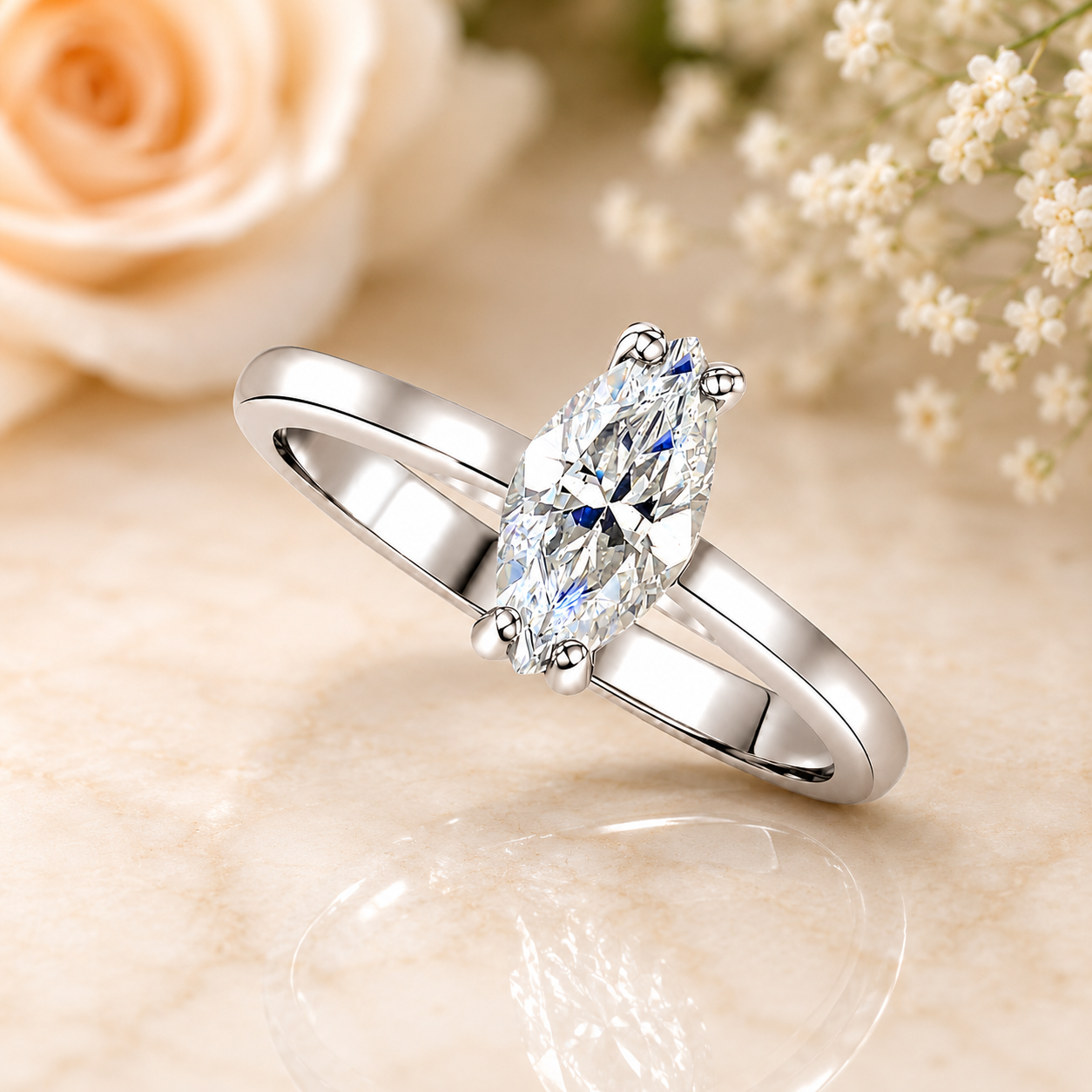 1 Carat Marquise Cut Solitaire Ring