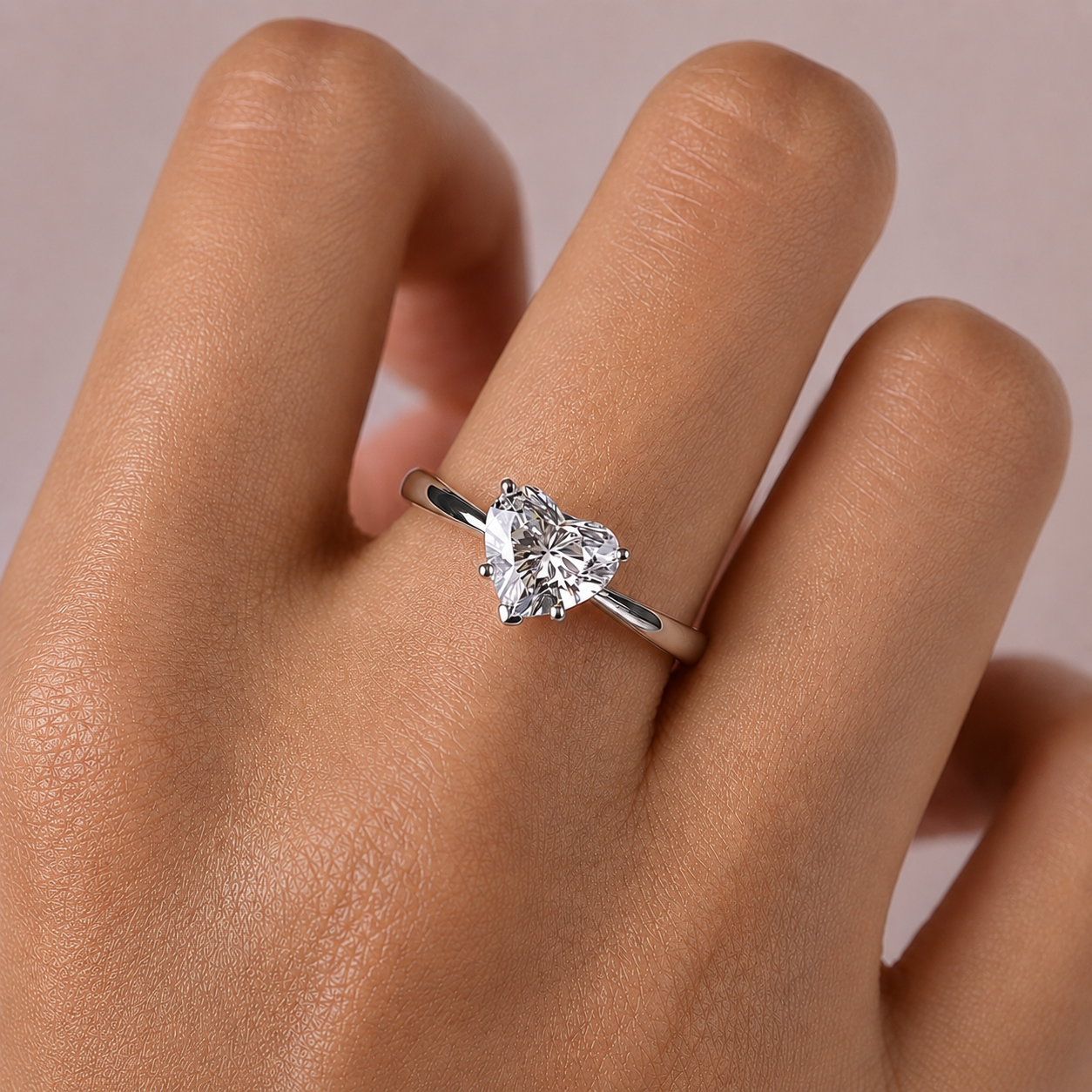 2 Carat Heart Cut Solitaire Moissanite Ring