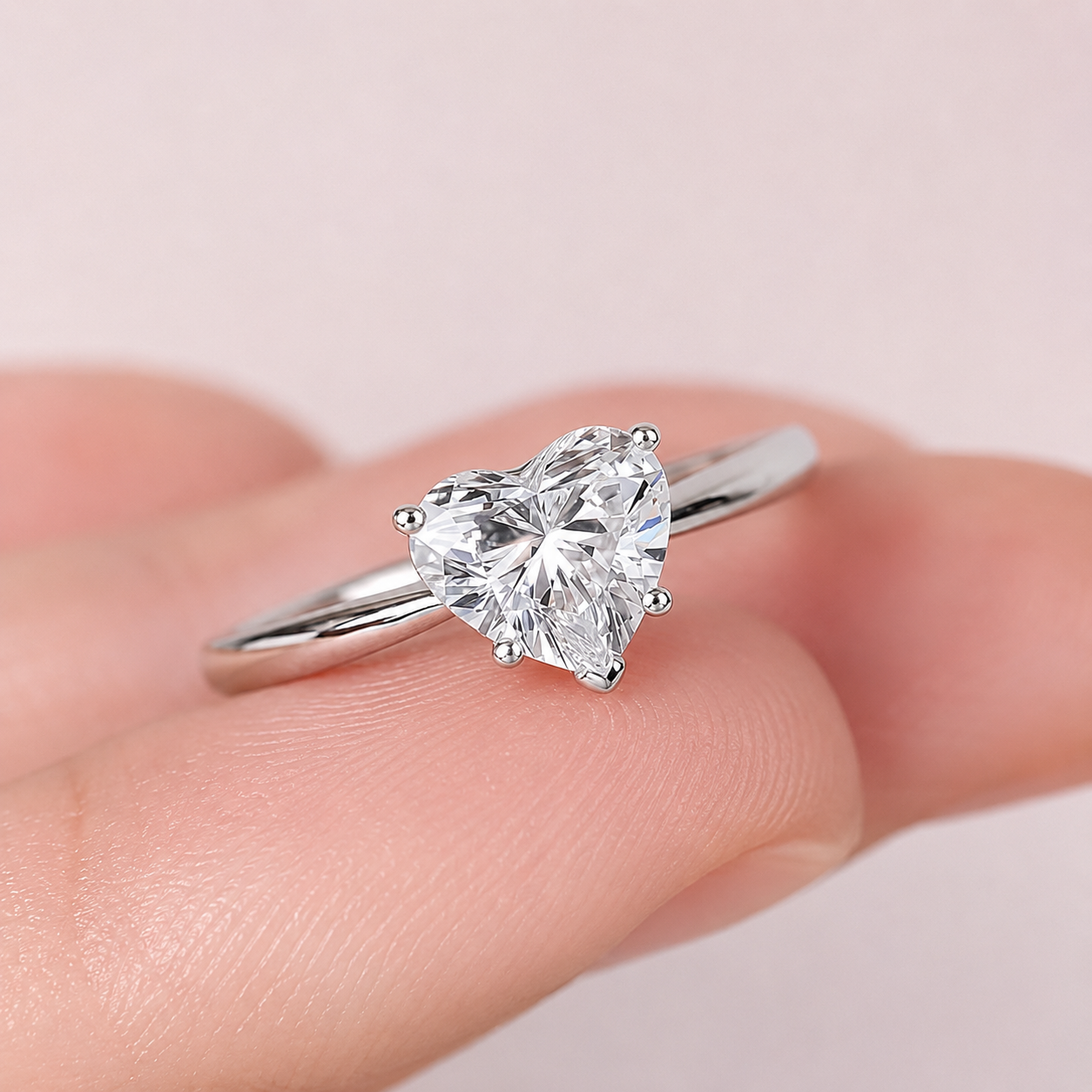 2 Carat Heart Cut Solitaire Moissanite Ring
