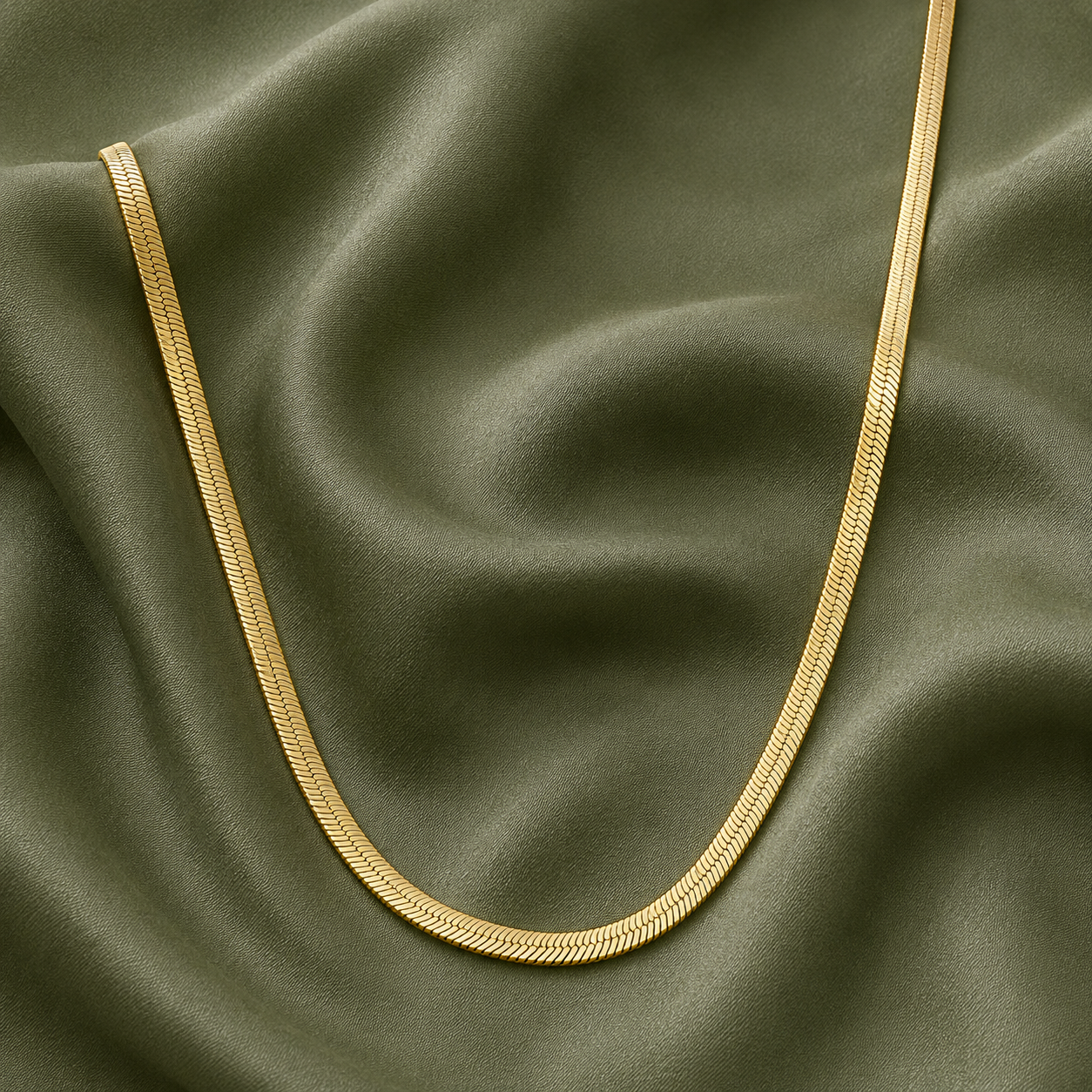Herringbone Flat Gold Chain Bridal Necklace