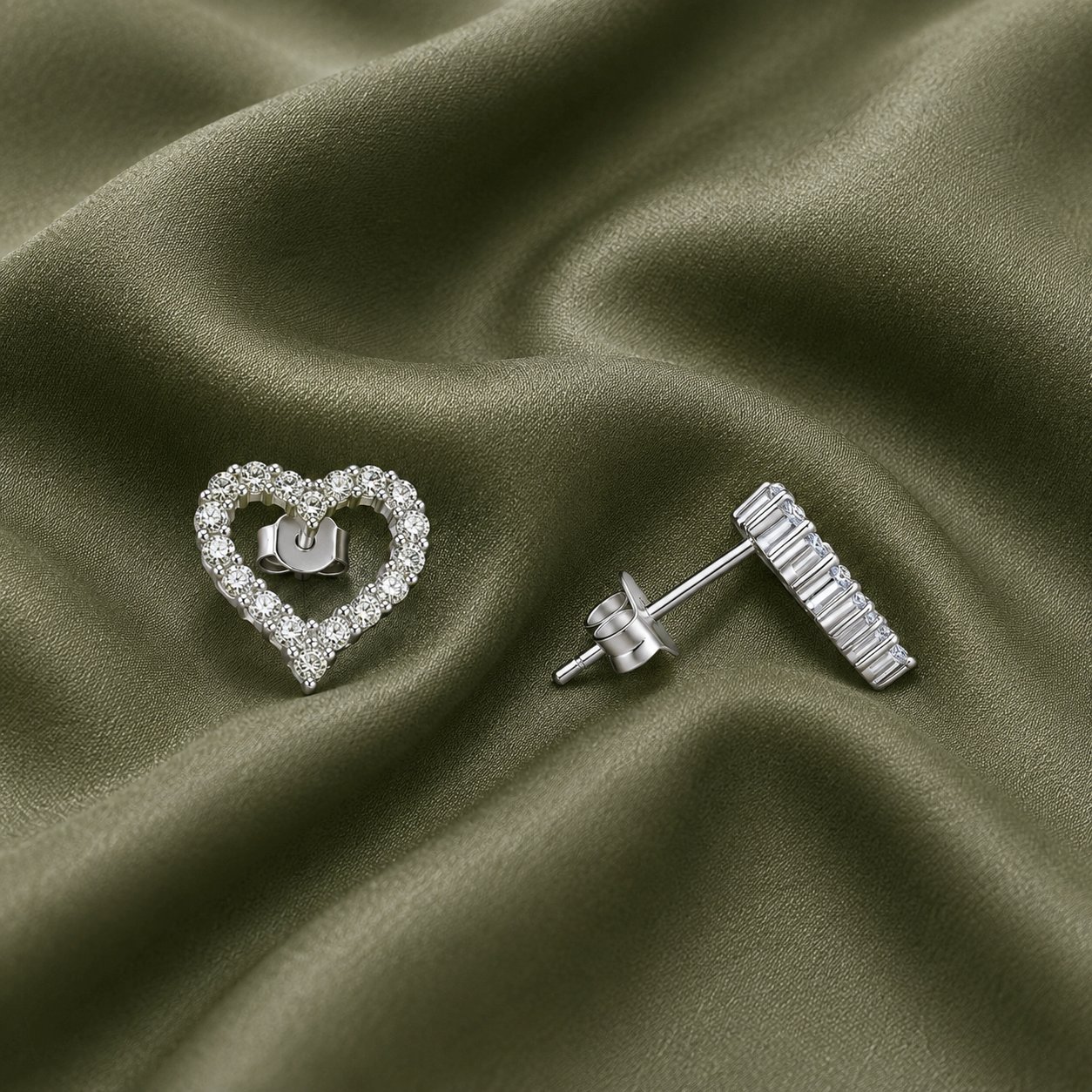 Diamond Heart Stud Bridal Earrings