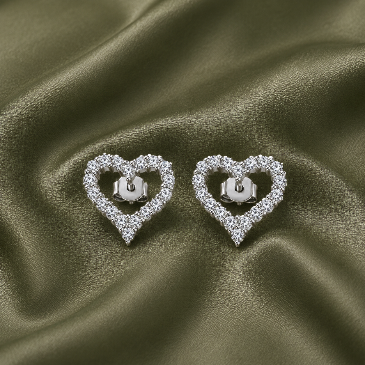 Diamond Heart Stud Bridal Earrings