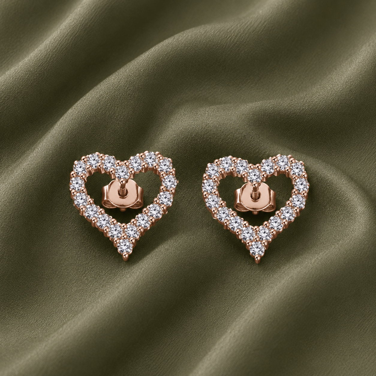 Diamond Heart Stud Bridal Earrings