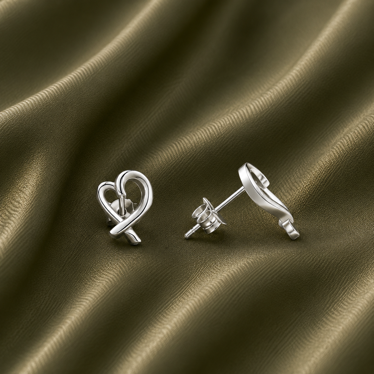 Heart Shaped Stud Bridal Earrings
