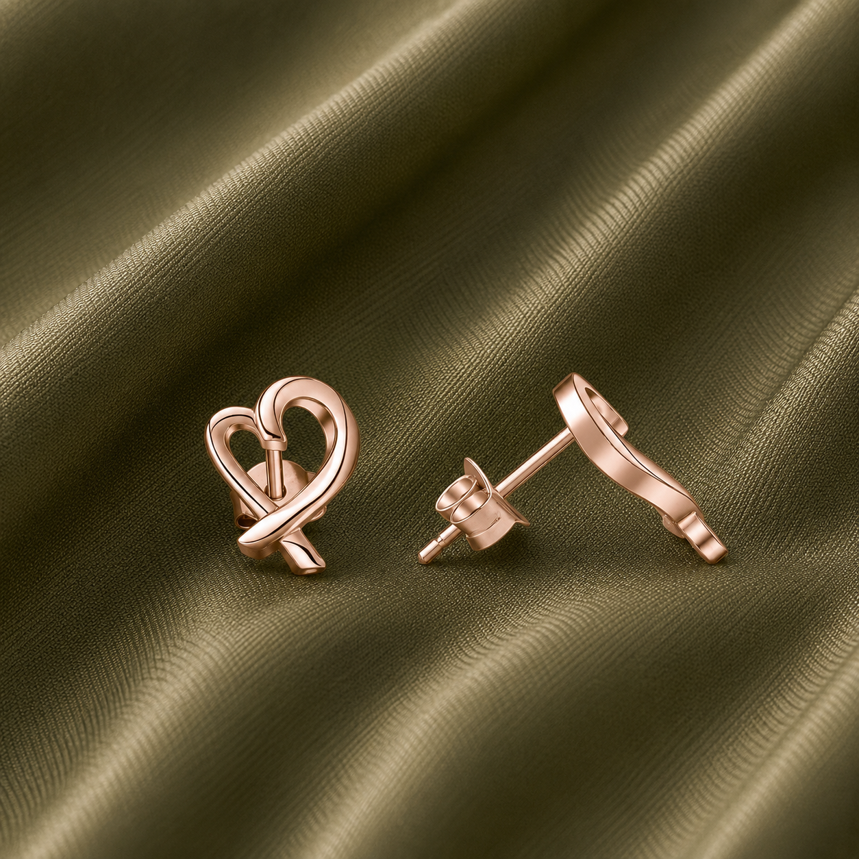 Heart Shaped Stud Bridal Earrings