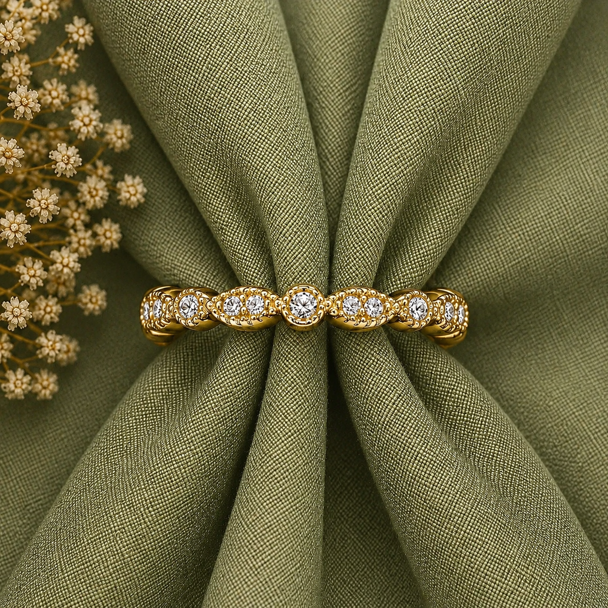 Alternating Half Eternity Moissanite Band