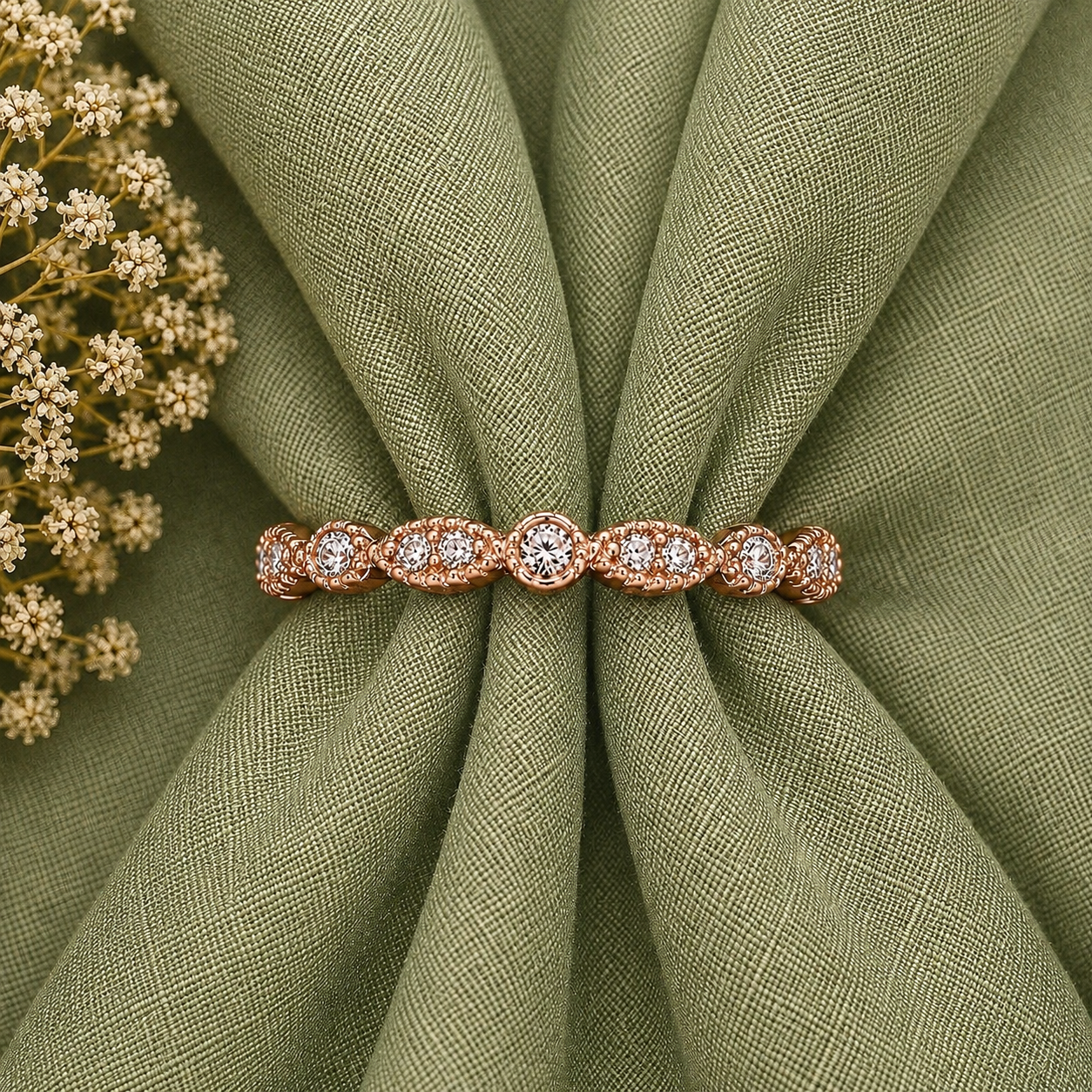 Alternating Half Eternity Moissanite Band