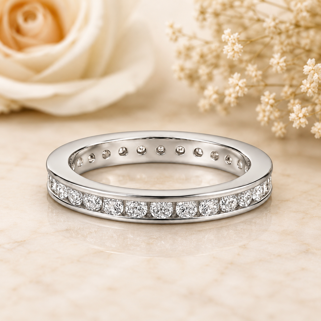 Channel Setting Eternity Moissanite Band