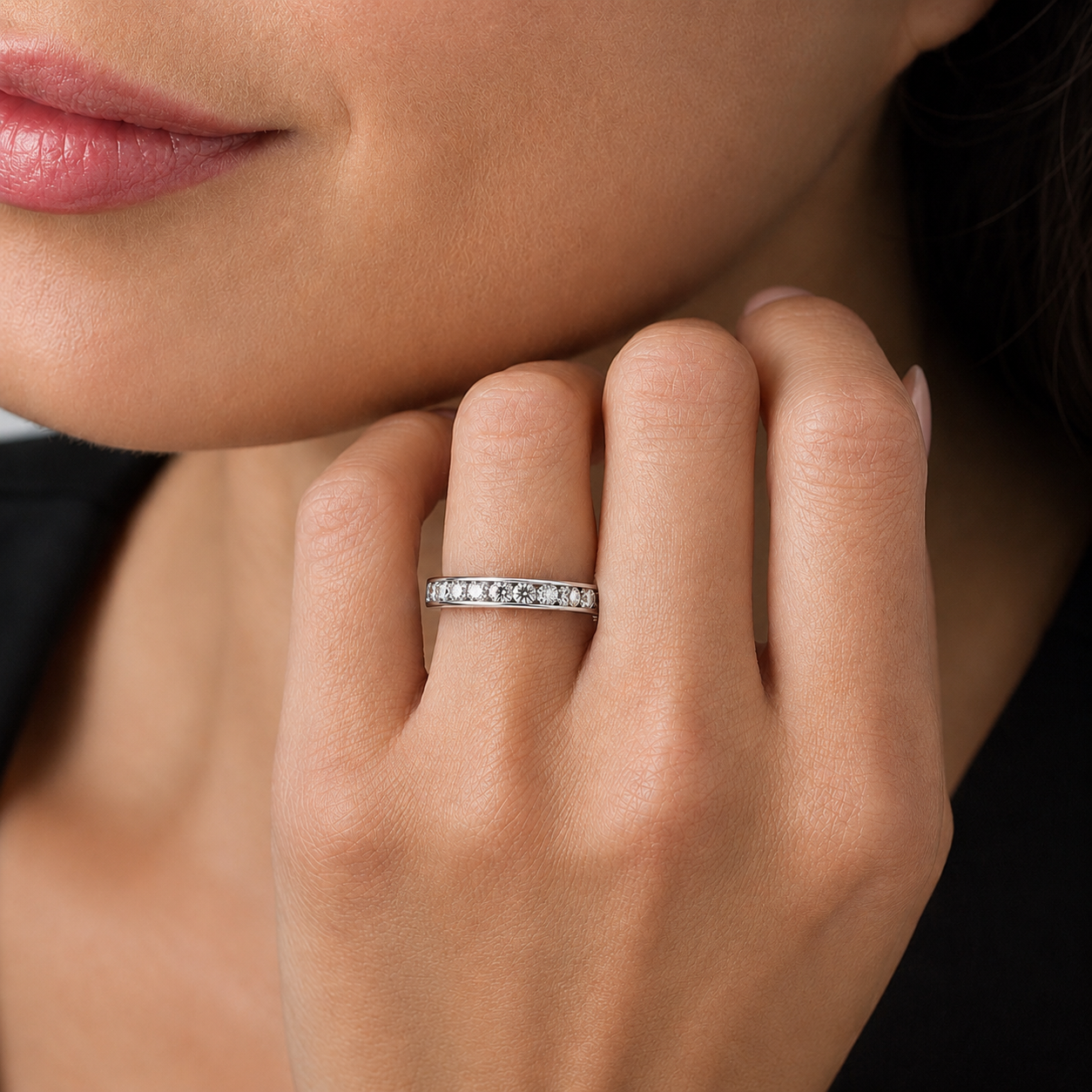 Channel Setting Eternity Moissanite Band