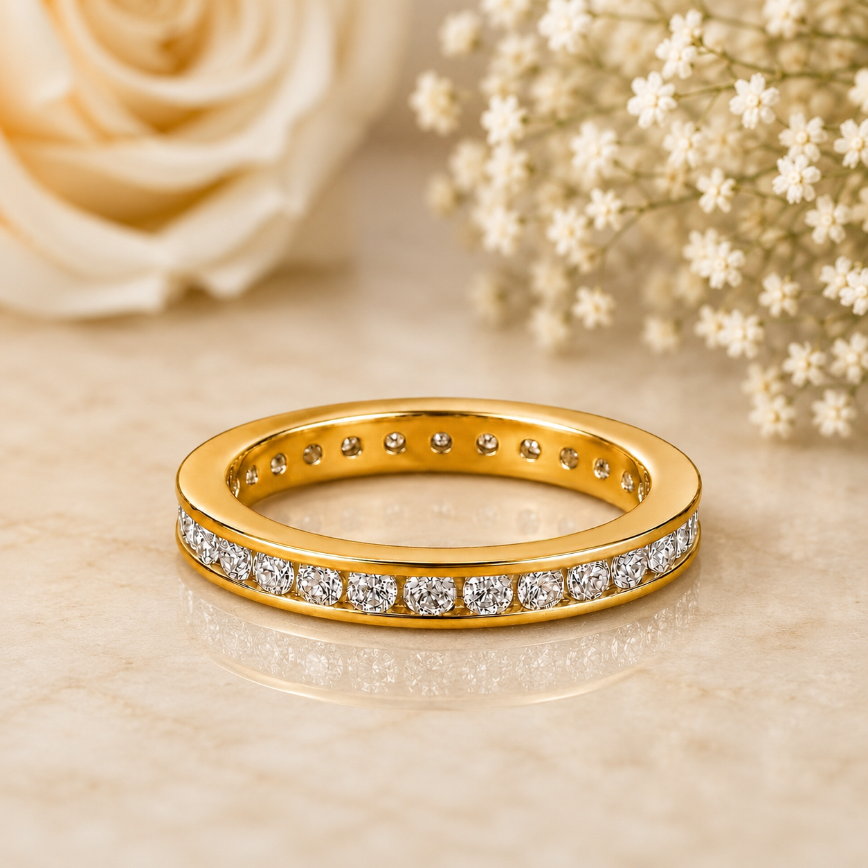 Channel Setting Eternity Moissanite Band