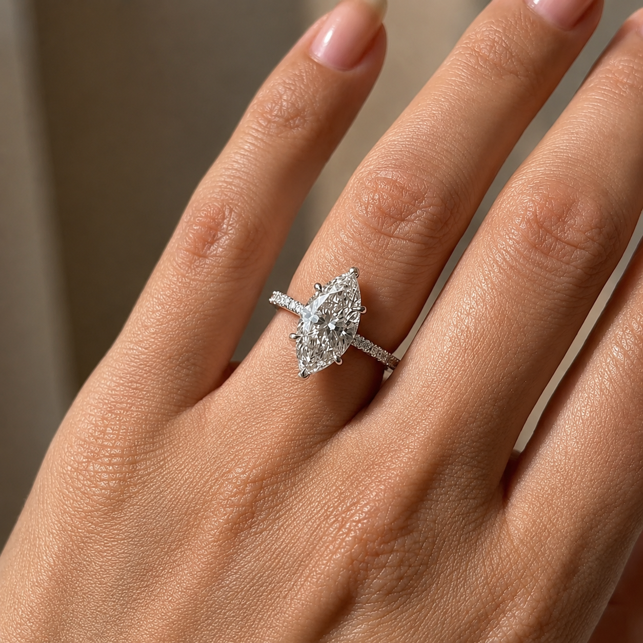 2 Carat Marquise Cut Moissanite Ring
