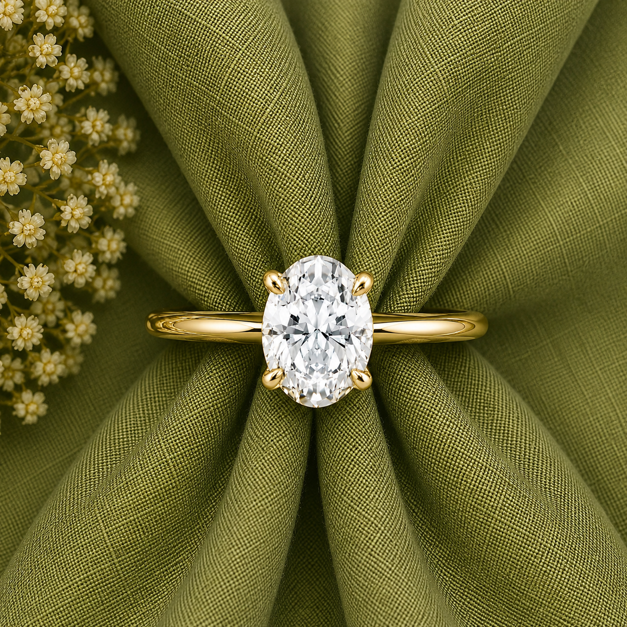 4-Prong Oval Cut Solitaire Moissanite Ring