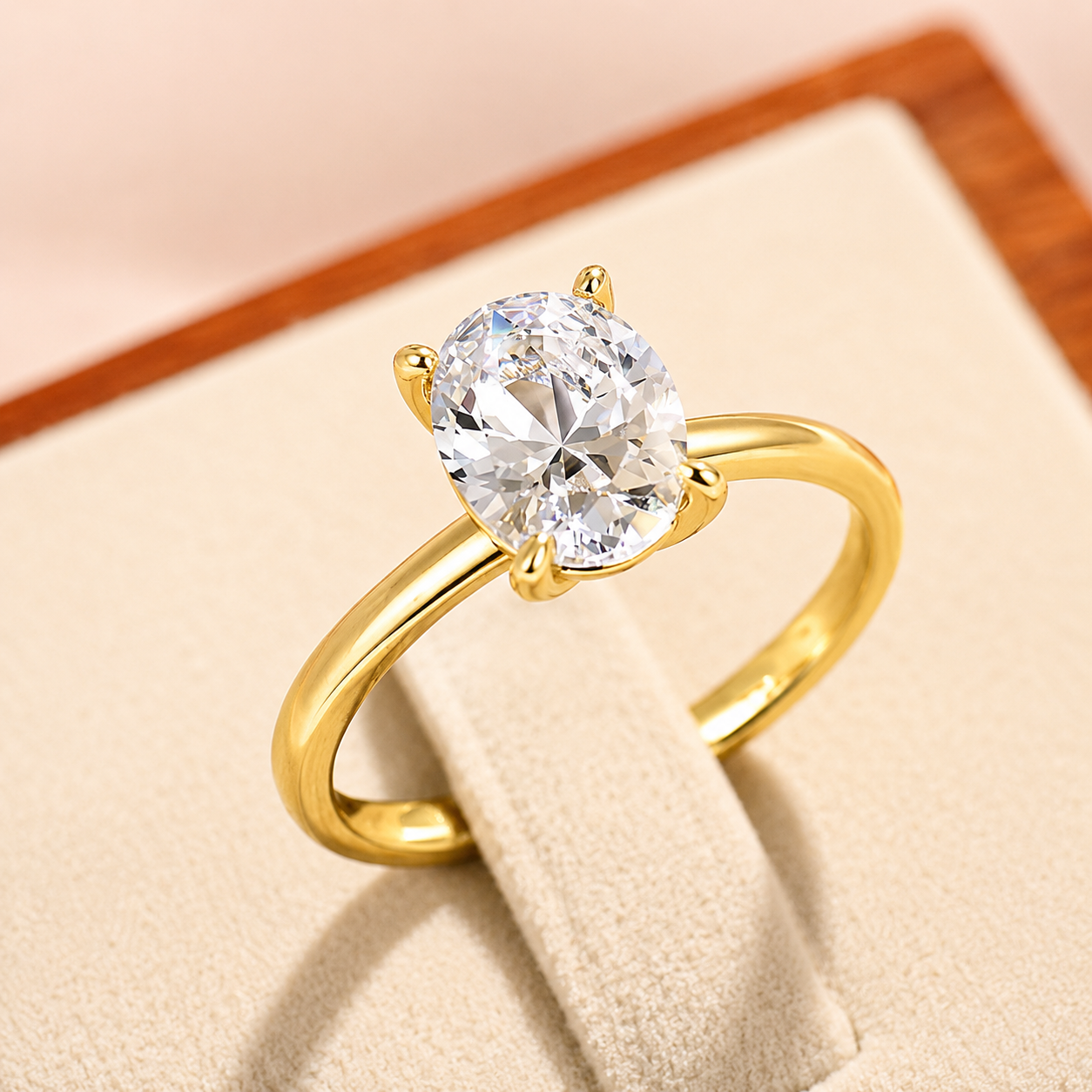 4-Prong Oval Cut Solitaire Moissanite Ring