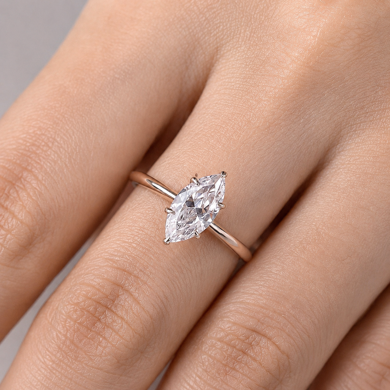 2 Carat Marquise Cut Solitaire Moissanite Ring