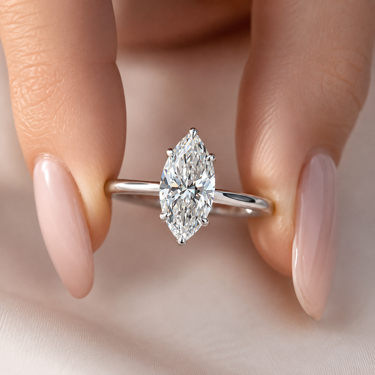 2 Carat Marquise Cut Solitaire Moissanite Ring