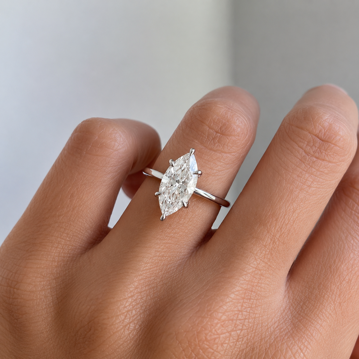 2 Carat Marquise Cut Solitaire Moissanite Ring