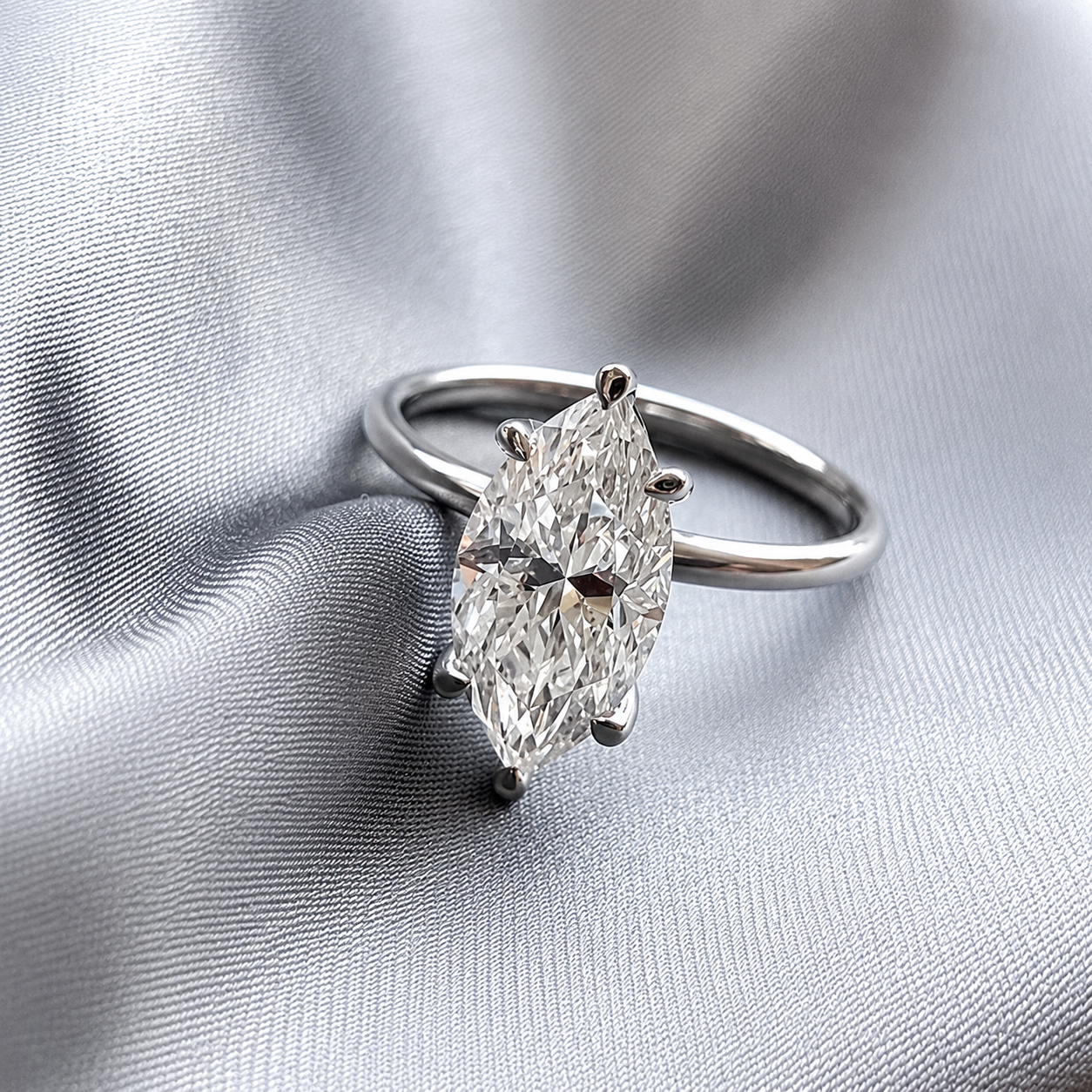 2 Carat Marquise Cut Solitaire Moissanite Ring