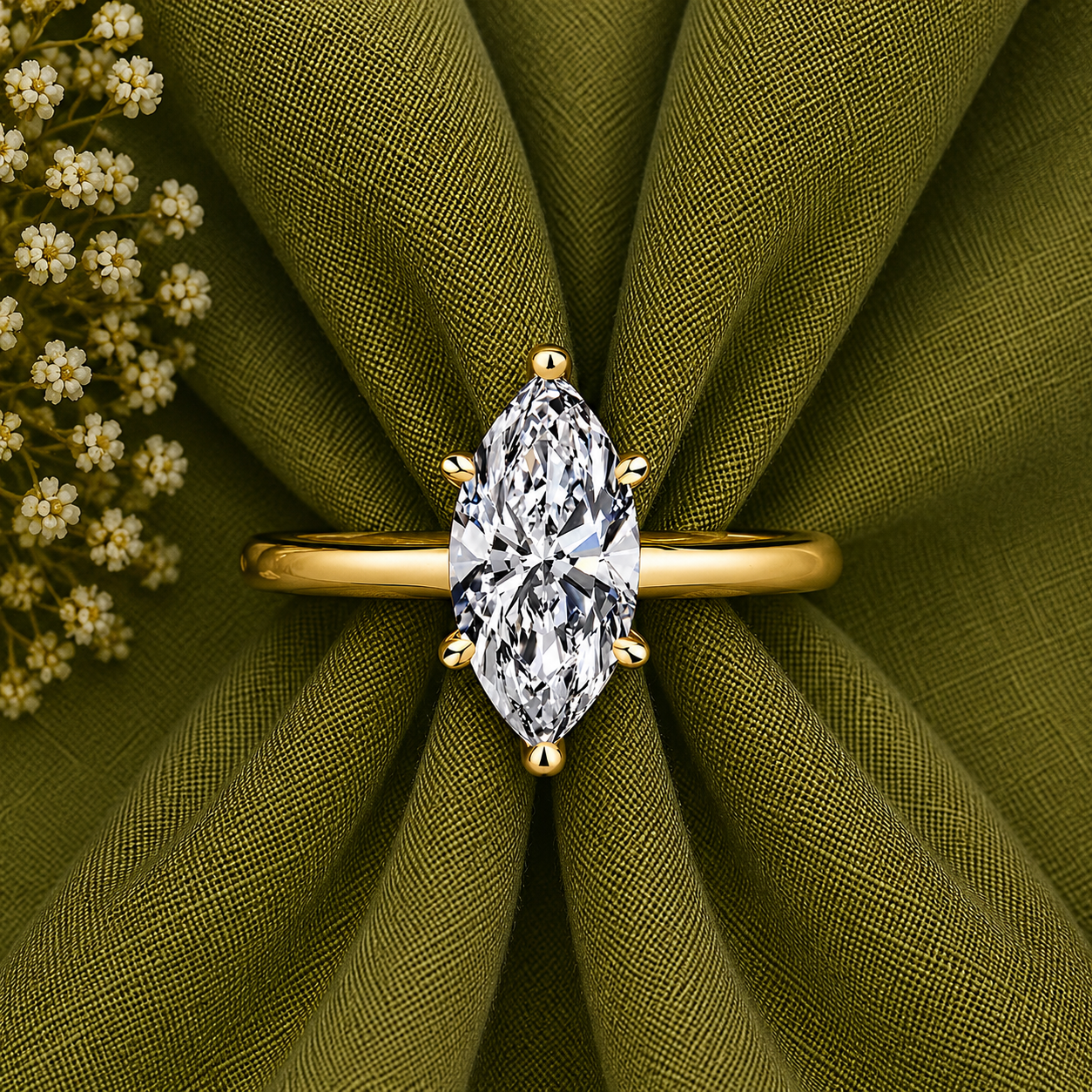 2 Carat Marquise Cut Solitaire Moissanite Ring