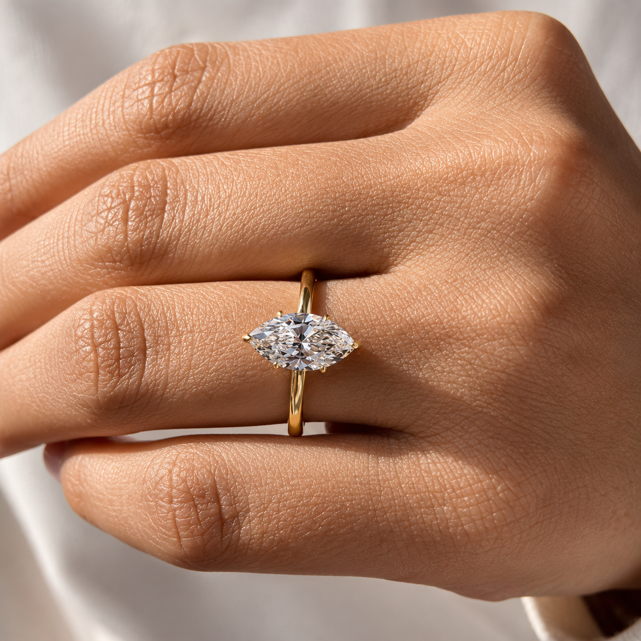 2 Carat Marquise Cut Solitaire Moissanite Ring