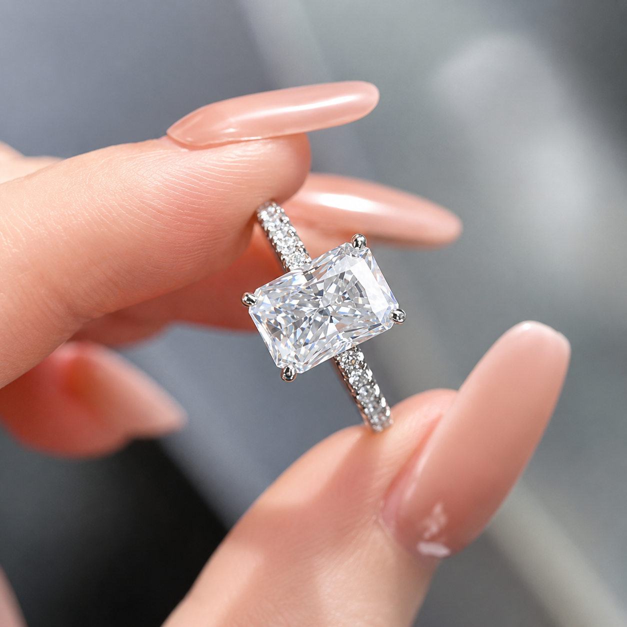 4 Carat Radiant Cut Moissanite Ring