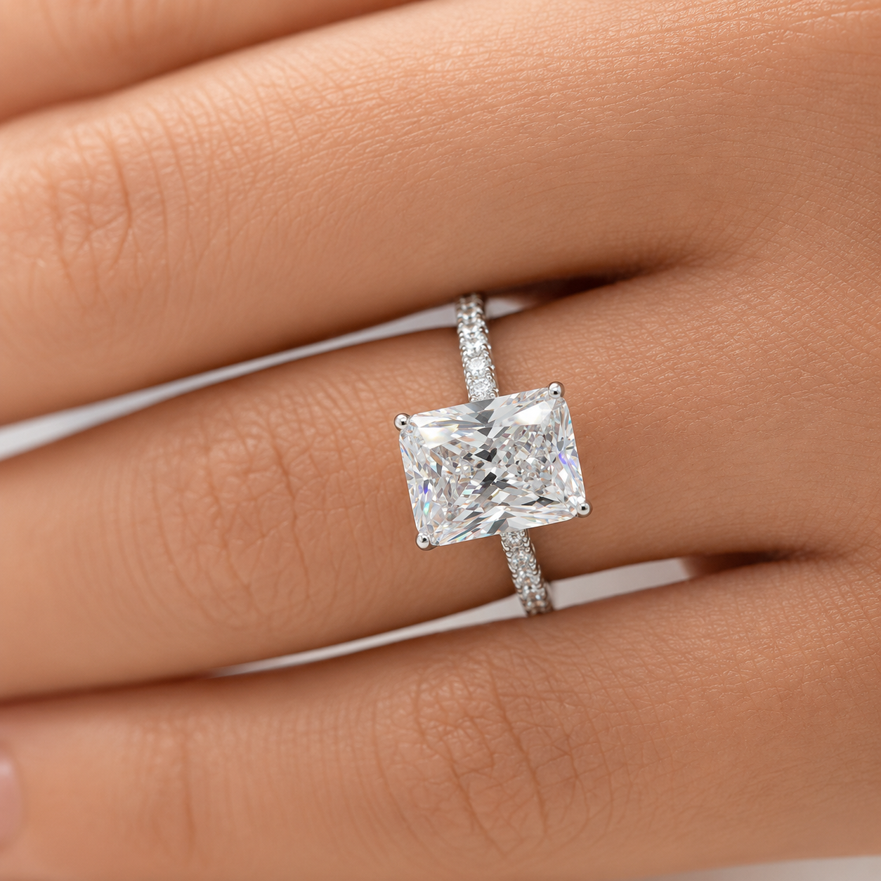 4 Carat Radiant Cut Moissanite Ring
