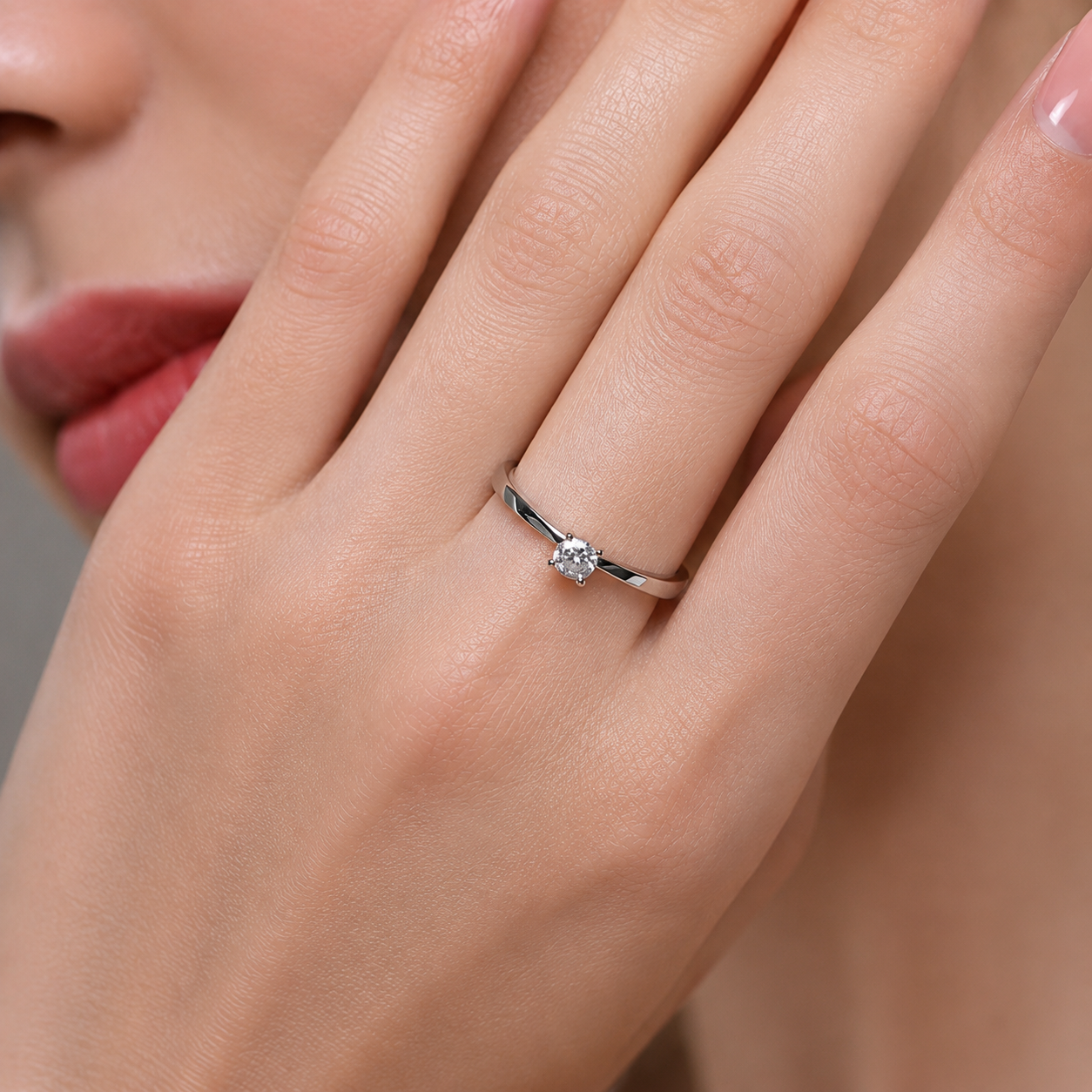 Petite Round Cut Solitaire Moissanite Ring