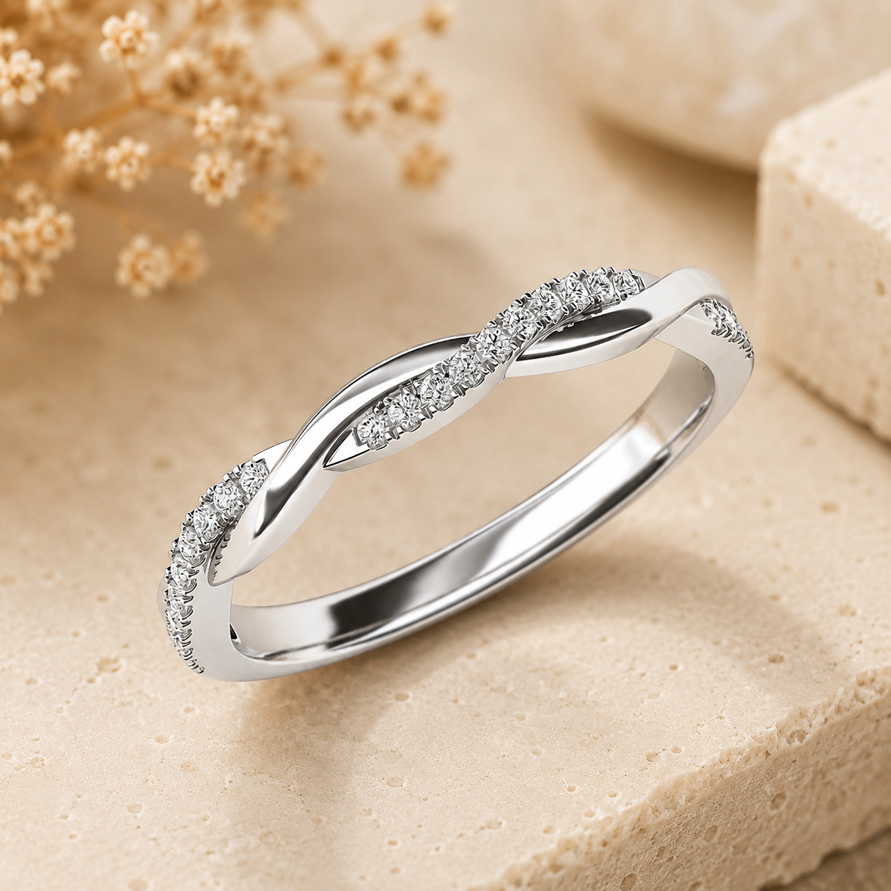 Silver Petite Twisted Engagement Ring