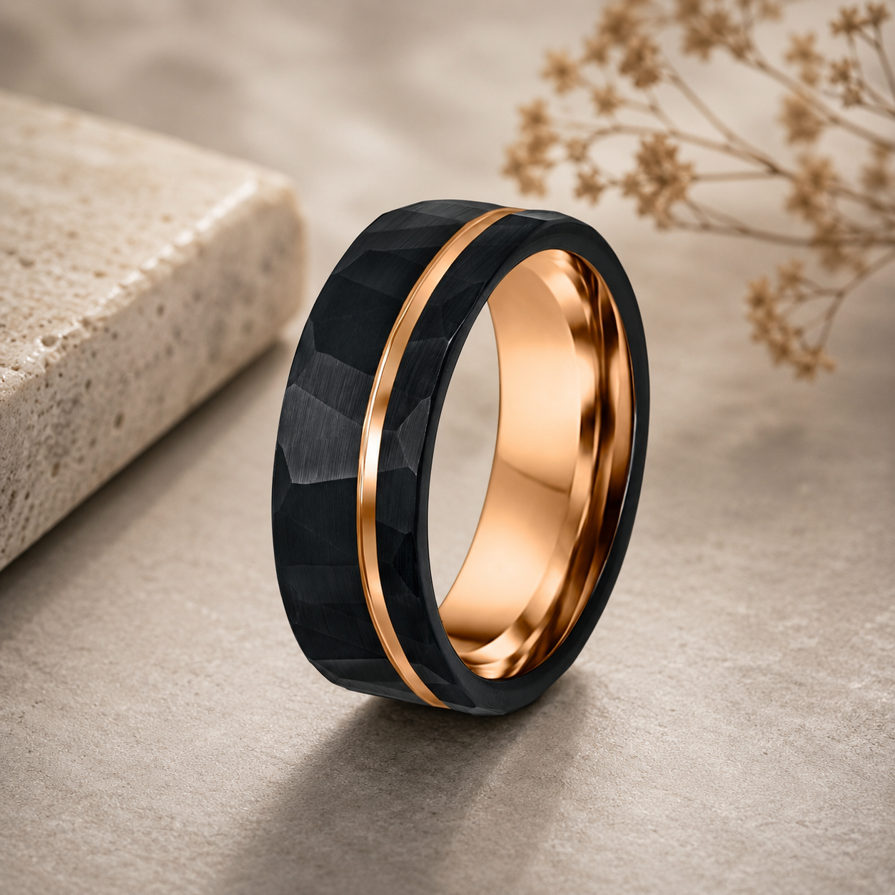Men's Hammered Tungsten Wedding Ring