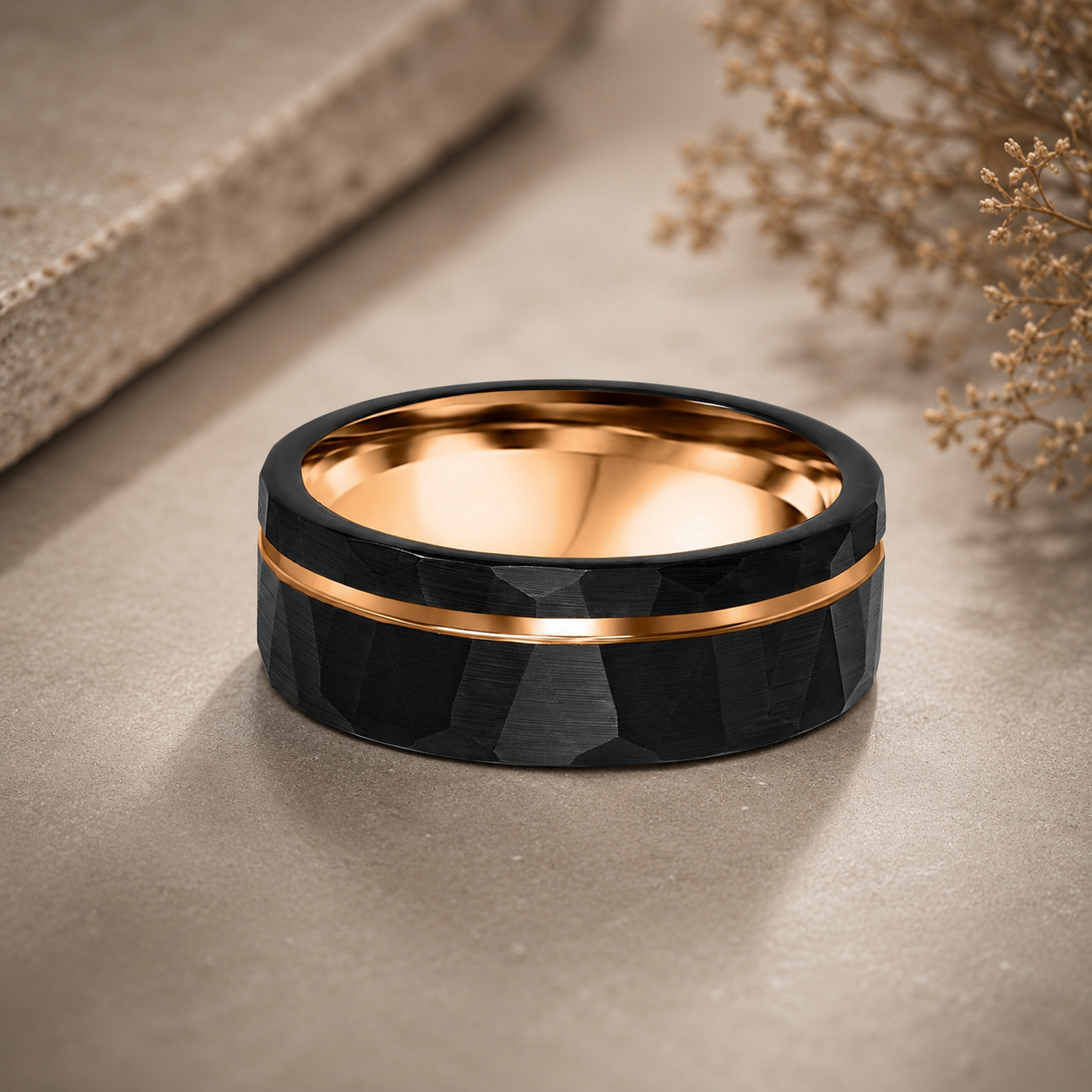 Men's Hammered Tungsten Wedding Ring
