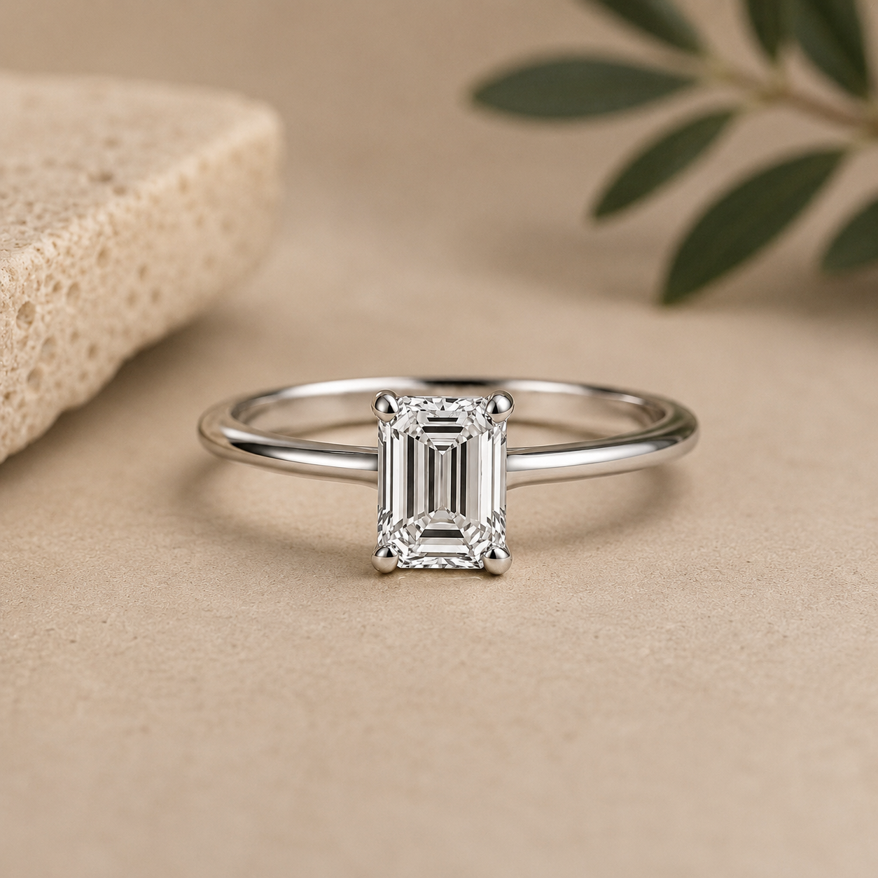 2 Carat Emerald Cut Solitaire Moissanite Ring