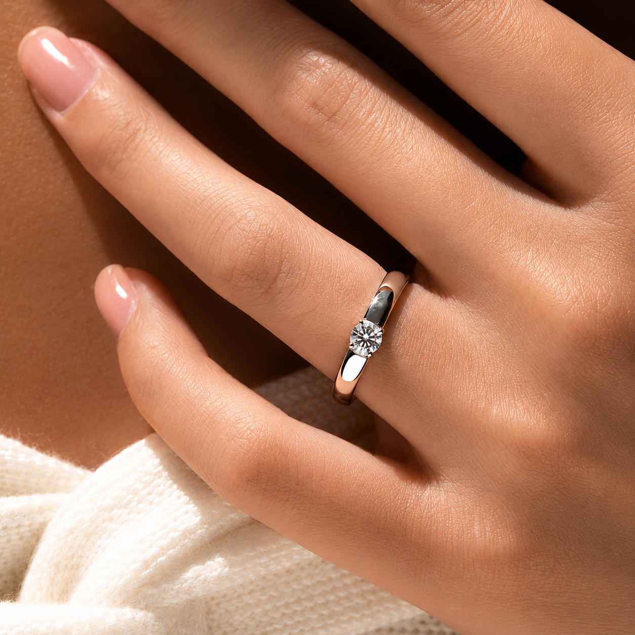 Mini Round Cut Solitaire Moissanite Ring