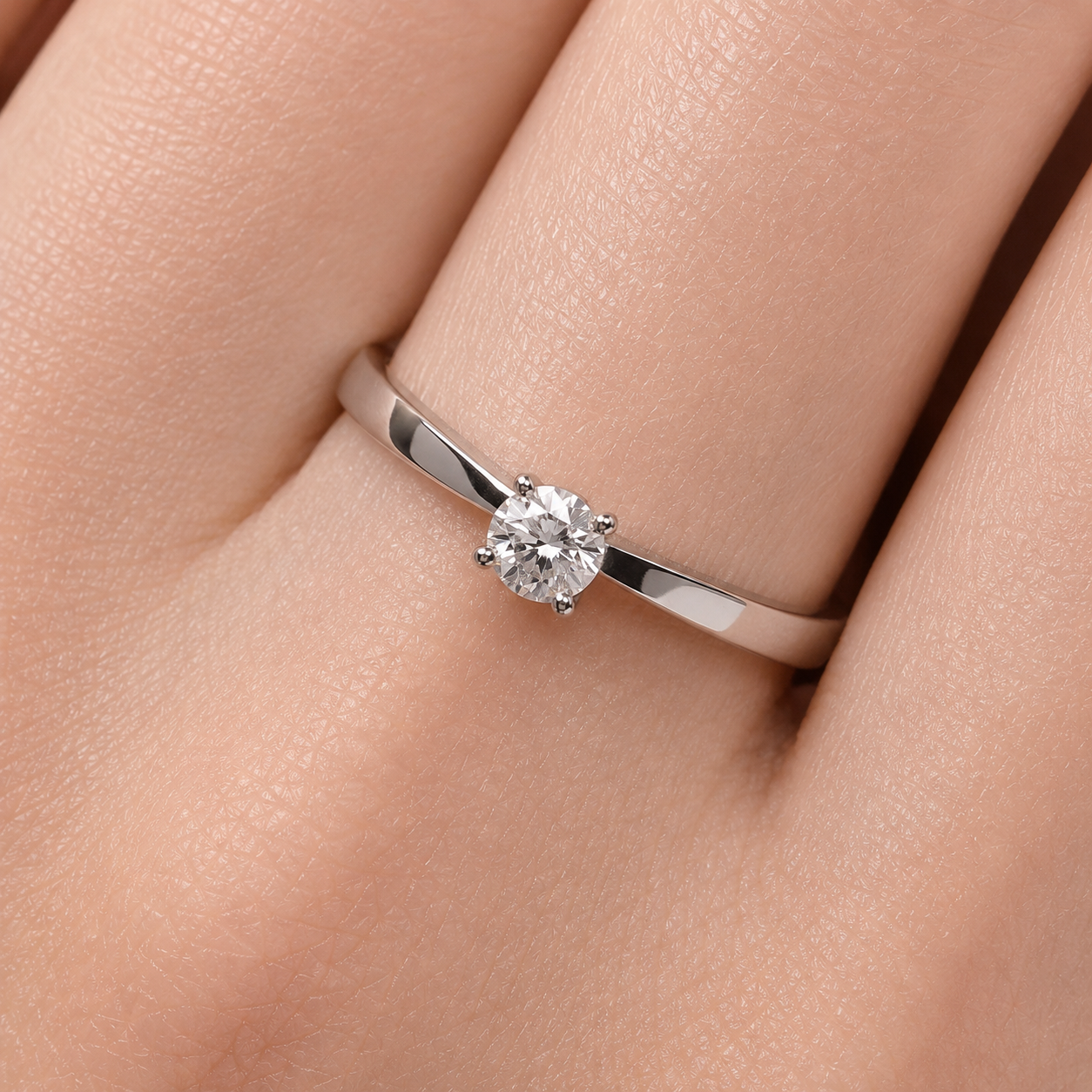 Petite Round Cut Solitaire Moissanite Ring