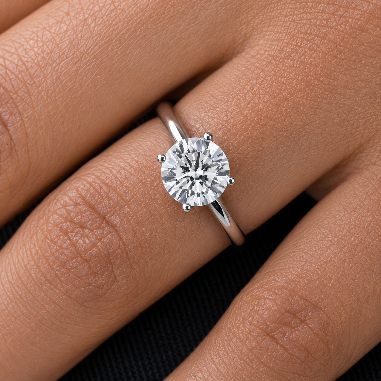 2 Carat Round Cut Moissanite Solitaire Ring