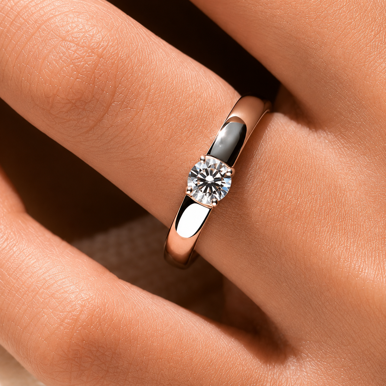 Mini Round Cut Solitaire Moissanite Ring