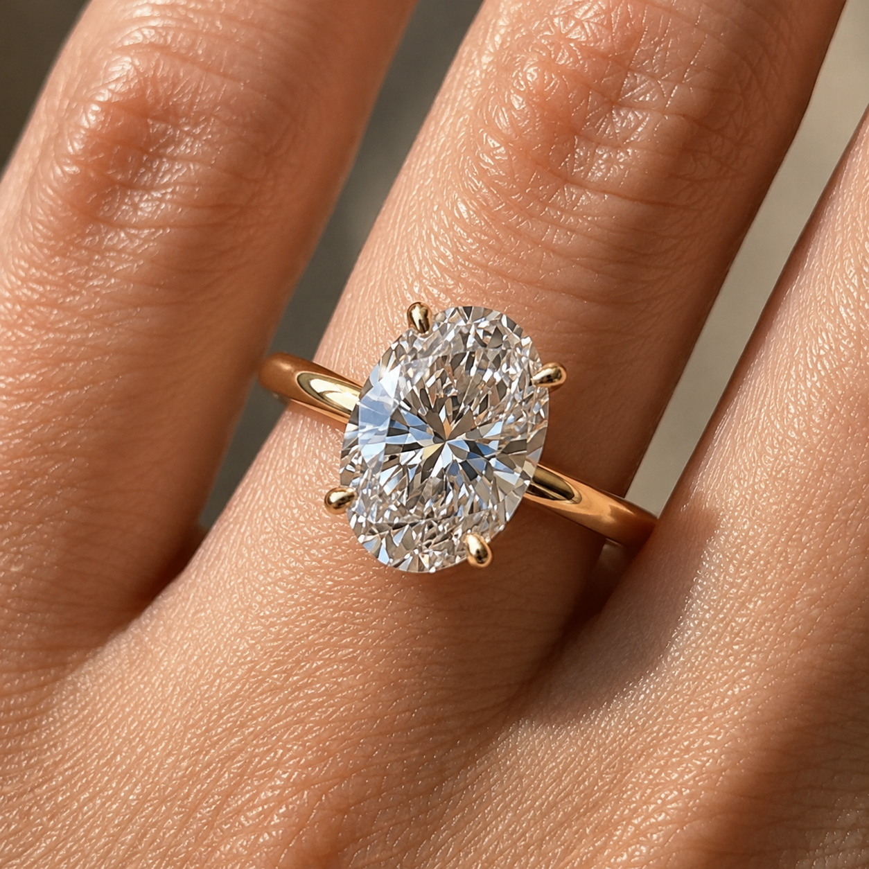 3 Carat Oval Cut Solitaire Moissanite Ring